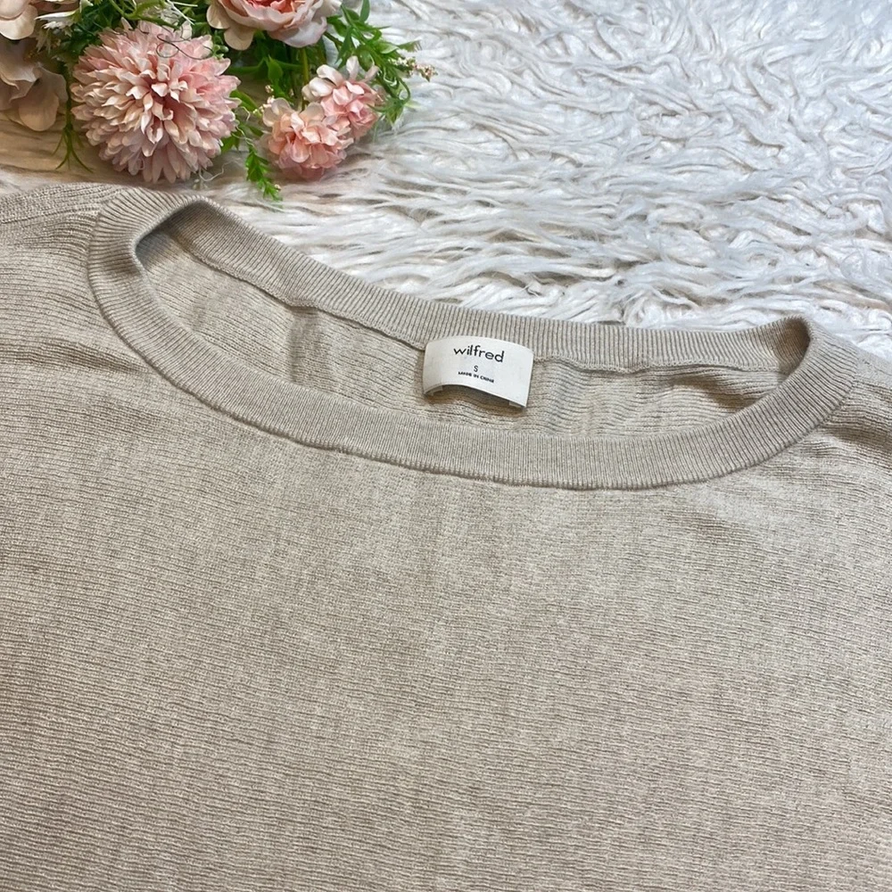 Aritzia Wilfred Cream Baylen Wool Cropped Sweater sz S - Picture 2 of 8